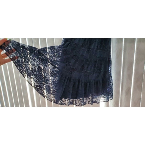 AS U WISH Navy Blue Lace Peasant Dress - Size M - Picture 6 of 6